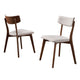 Bety Dining Side Chair Set of 2 | Midcentury Design | Light Beige Fabric