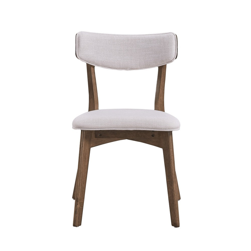 Bety Dining Side Chair Set of 2 | Midcentury Design | Light Beige Fabric