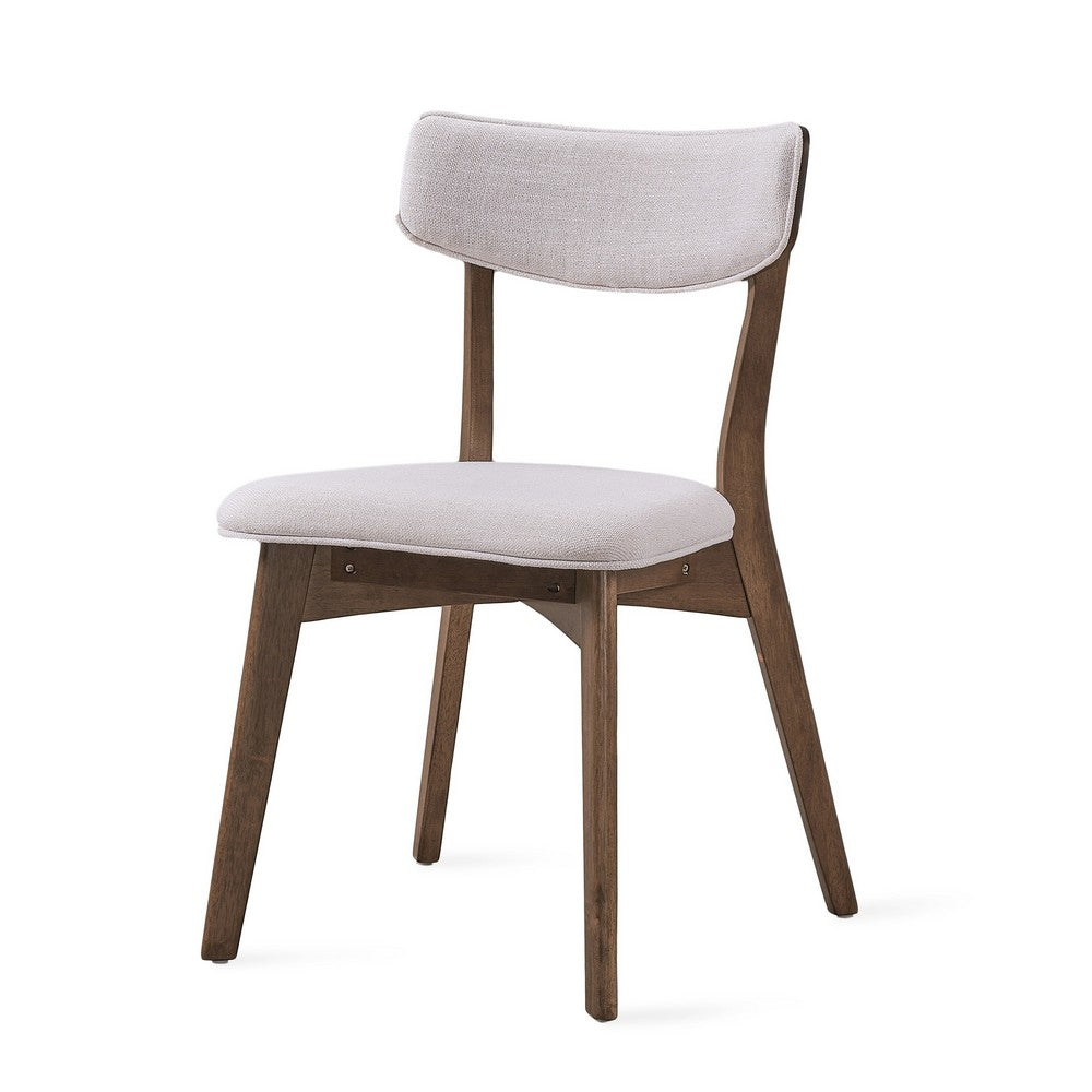 Bety Dining Side Chair Set of 2 | Midcentury Design | Light Beige Fabric