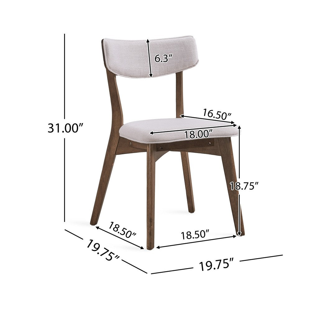 Bety Dining Side Chair Set of 2 | Midcentury Design | Light Beige Fabric