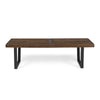 Cior Outdoor Dining Bench | 62" Slatted Brown Acacia Wood | Sled Base