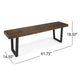 Cior Outdoor Dining Bench | 62" Slatted Brown Acacia Wood | Sled Base