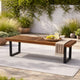 Cior Outdoor Dining Bench | 62" Slatted Brown Acacia Wood | Sled Base