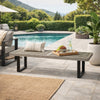 Cior Outdoor Dining Bench | 62" Slatted Gray Acacia Wood | Sled Base