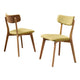 Bety Dining Side Chair Set of 2 | Midcentury Design | Lime Green Fabric