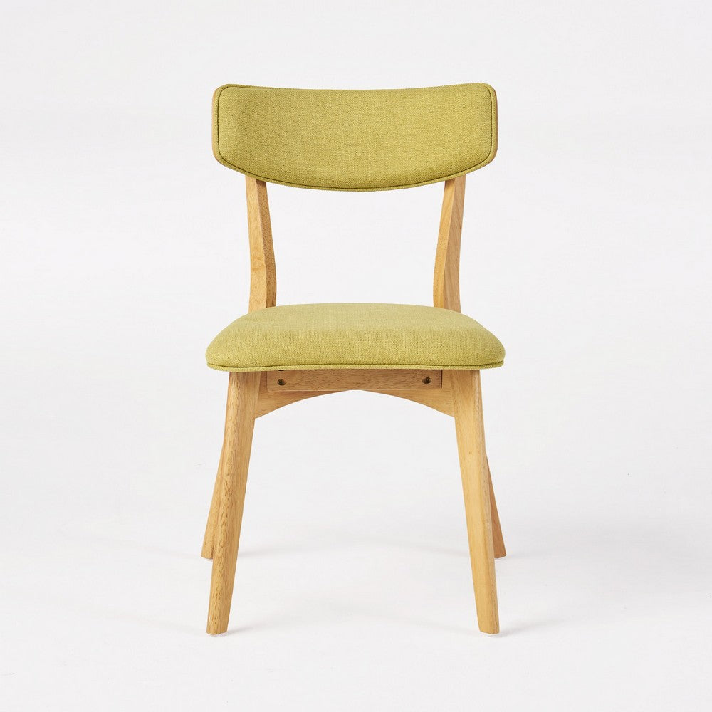 Bety Dining Side Chair Set of 2 | Midcentury Design | Lime Green Fabric