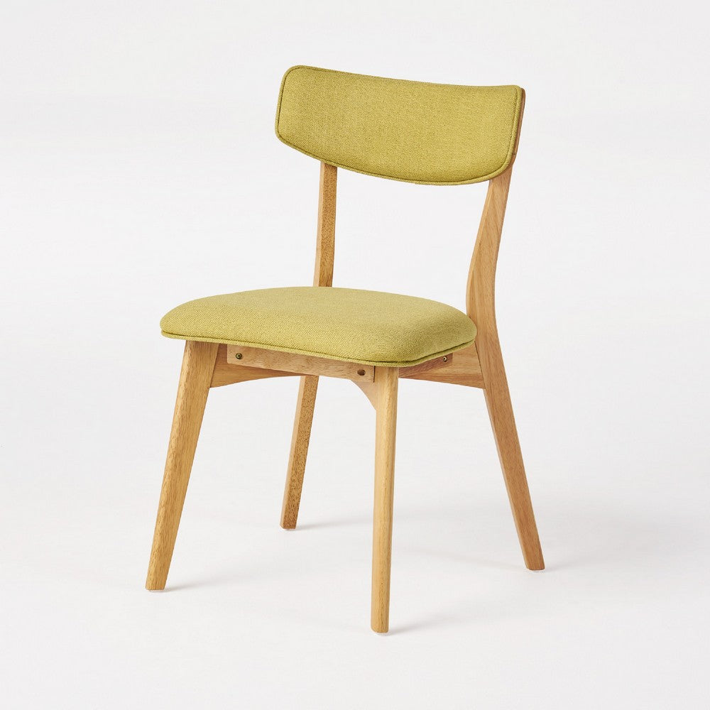 Bety Dining Side Chair Set of 2 | Midcentury Design | Lime Green Fabric