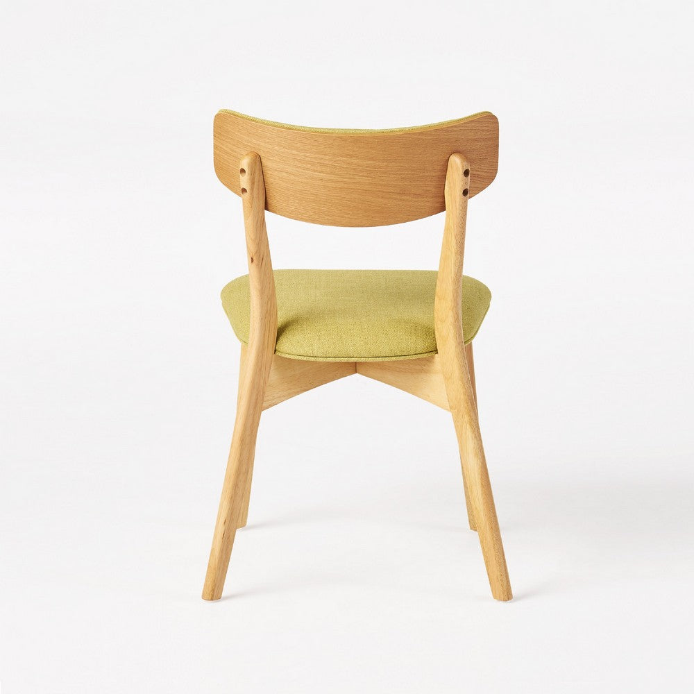 Bety Dining Side Chair Set of 2 | Midcentury Design | Lime Green Fabric
