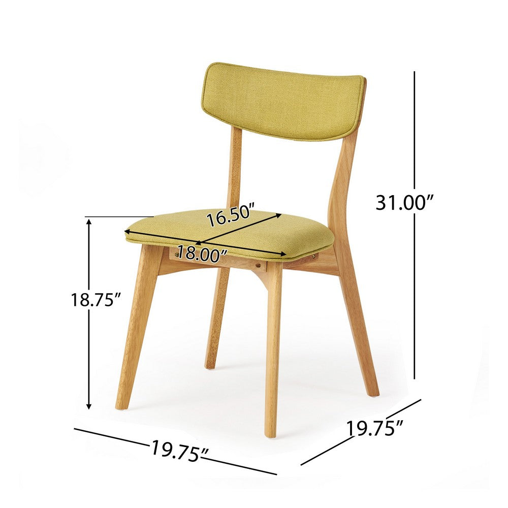 Bety Dining Side Chair Set of 2 | Midcentury Design | Lime Green Fabric