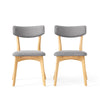 Bety Dining Side Chair Set of 2 | Oak Brown Design | Dark Gray Fabric
