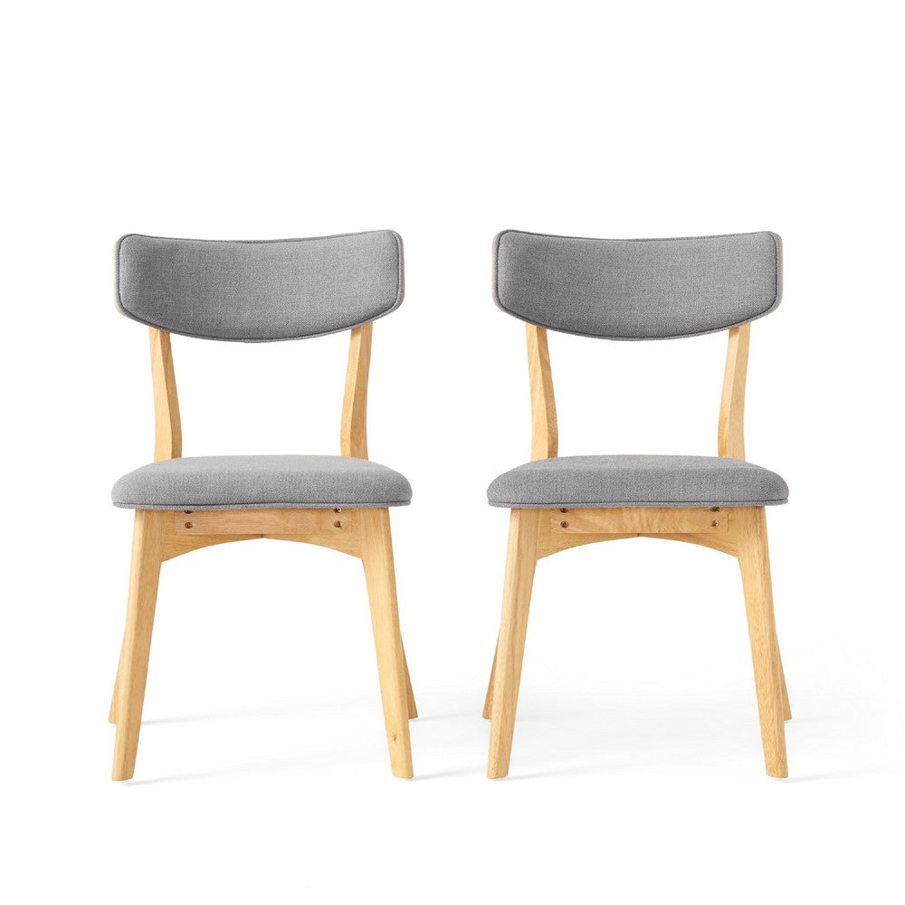 Bety Dining Side Chair Set of 2 | Oak Brown Design | Dark Gray Fabric