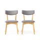 Bety Dining Side Chair Set of 2 | Oak Brown Design | Dark Gray Fabric