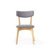 Bety Dining Side Chair Set of 2 | Oak Brown Design | Dark Gray Fabric