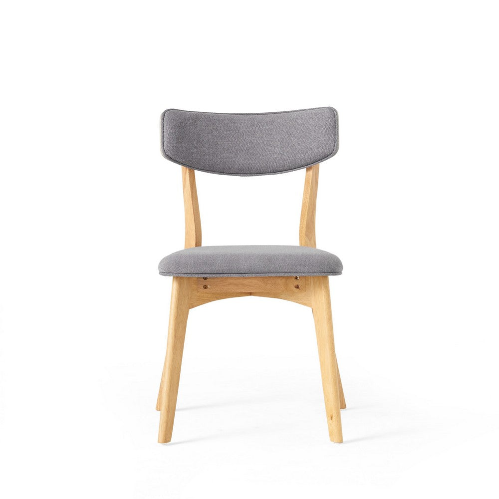 Bety Dining Side Chair Set of 2 | Oak Brown Design | Dark Gray Fabric