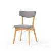 Bety Dining Side Chair Set of 2 | Oak Brown Design | Dark Gray Fabric