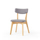 Bety Dining Side Chair Set of 2 | Oak Brown Design | Dark Gray Fabric