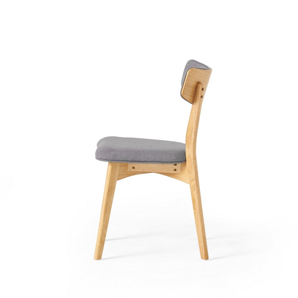 Bety Dining Side Chair Set of 2 | Oak Brown Design | Dark Gray Fabric