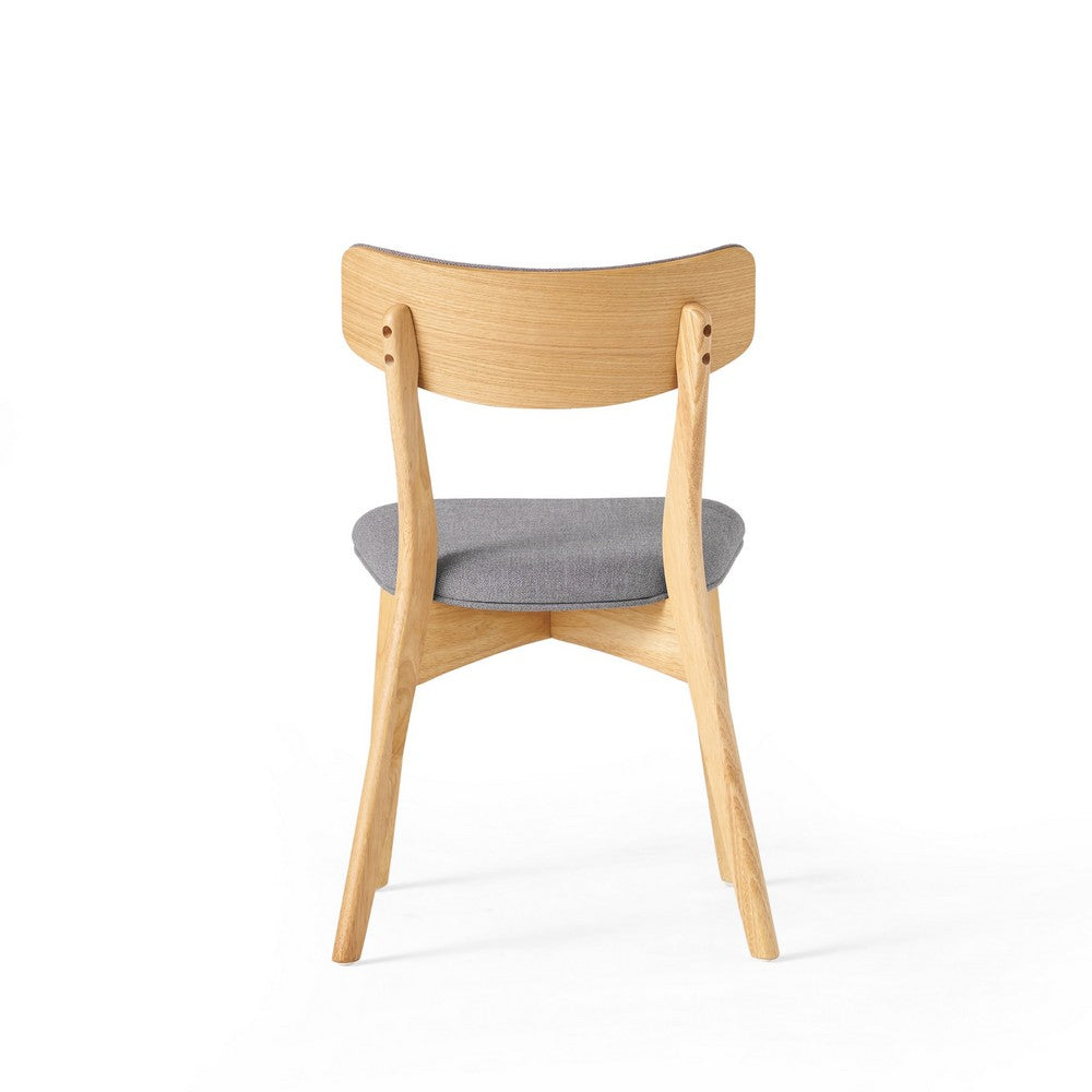 Bety Dining Side Chair Set of 2 | Oak Brown Design | Dark Gray Fabric