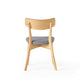 Bety Dining Side Chair Set of 2 | Oak Brown Design | Dark Gray Fabric