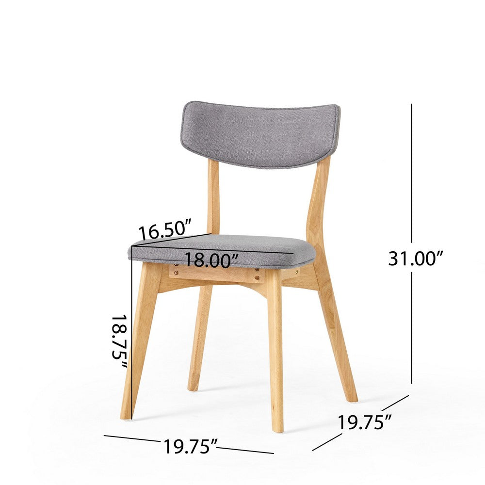 Bety Dining Side Chair Set of 2 | Oak Brown Design | Dark Gray Fabric