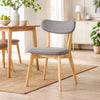 Bety Dining Side Chair Set of 2 | Oak Brown Design | Dark Gray Fabric