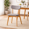 Bety Dining Side Chair Set of 2 | Oak Brown Design | Dark Gray Fabric
