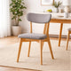 Bety Dining Side Chair Set of 2 | Oak Brown Design | Dark Gray Fabric