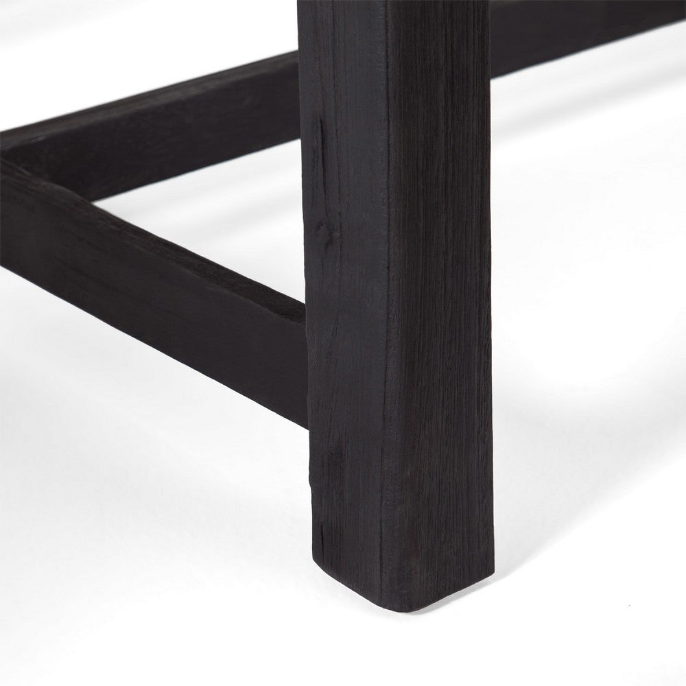 Outdoor Bench | 63" Sandblasted Gray Wood Seat | Black Metal Legs