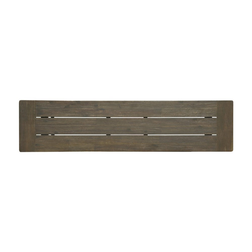 Outdoor Bench | 63" Sandblasted Gray Wood Seat | Black Metal Legs