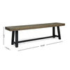 Outdoor Bench | 63" Sandblasted Gray Wood Seat | Black Metal Legs
