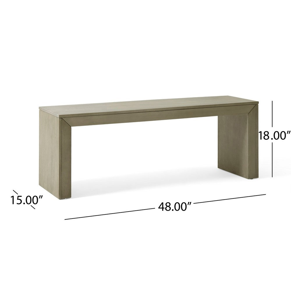 Accent Dining Bench | 48" Taupe Gray Finish | Panel Legs Acacia Wood