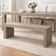 Accent Dining Bench | 48" Taupe Gray Finish | Panel Legs Acacia Wood