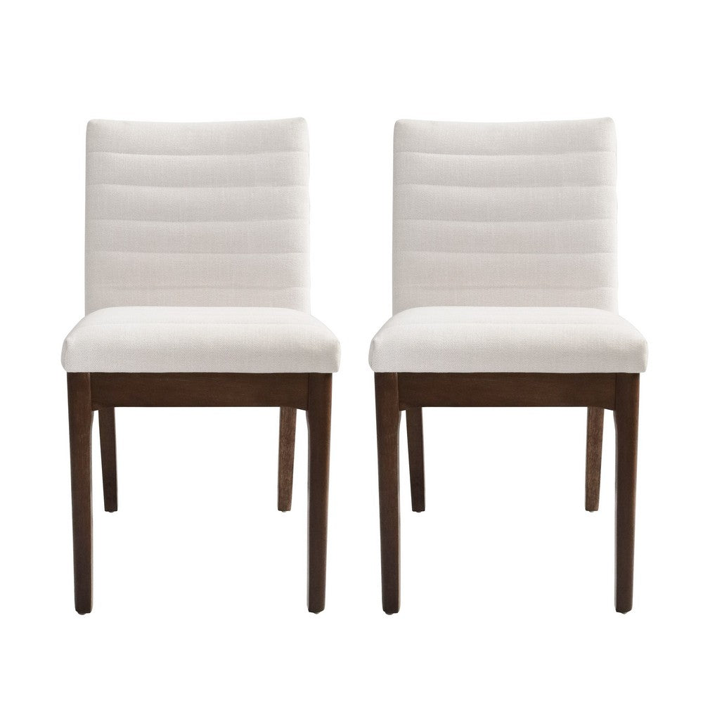 Dining Side Chair Set of 2 | | Channel Stitching | Light Beige Fabric