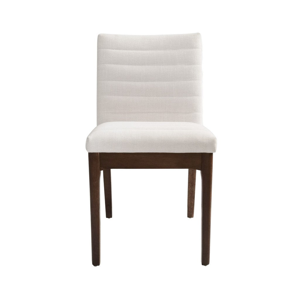 Dining Side Chair Set of 2 | | Channel Stitching | Light Beige Fabric