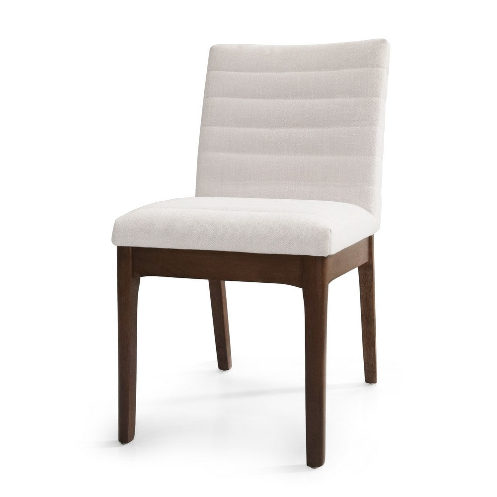 Dining Side Chair Set of 2 | | Channel Stitching | Light Beige Fabric
