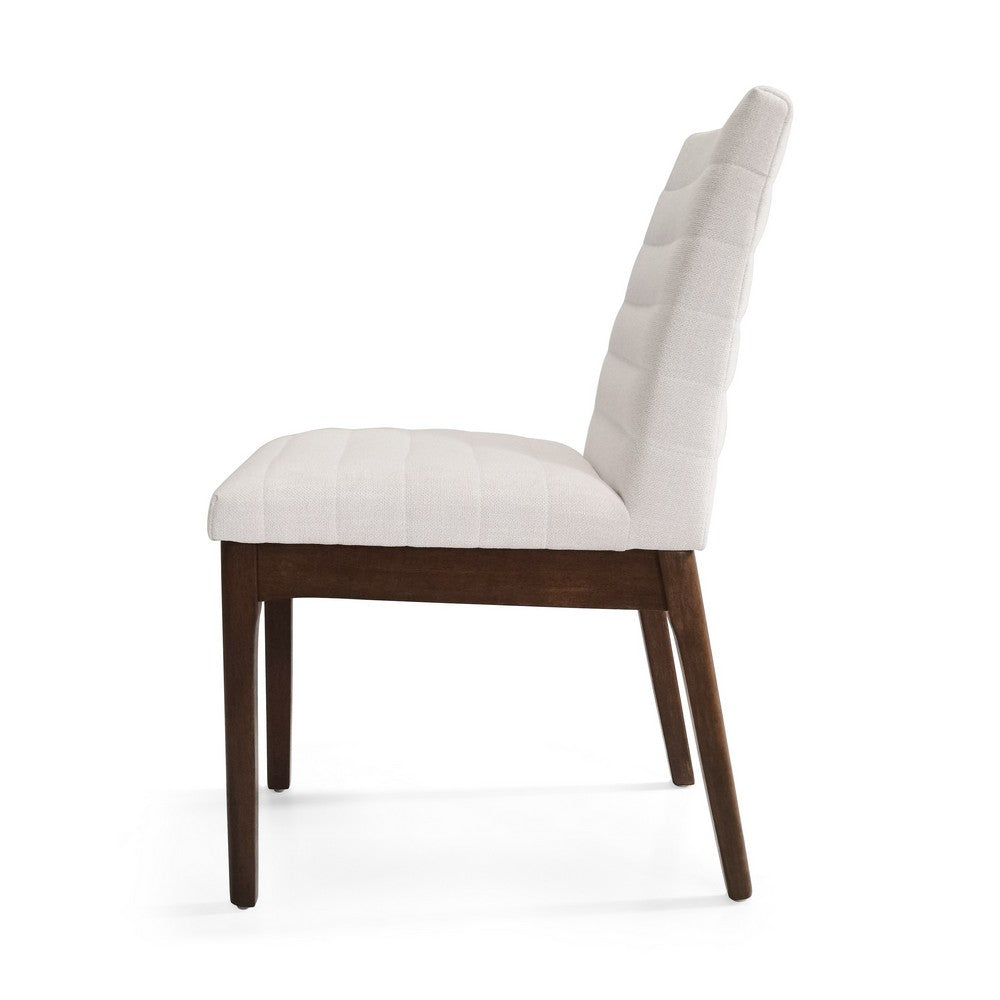 Dining Side Chair Set of 2 | | Channel Stitching | Light Beige Fabric