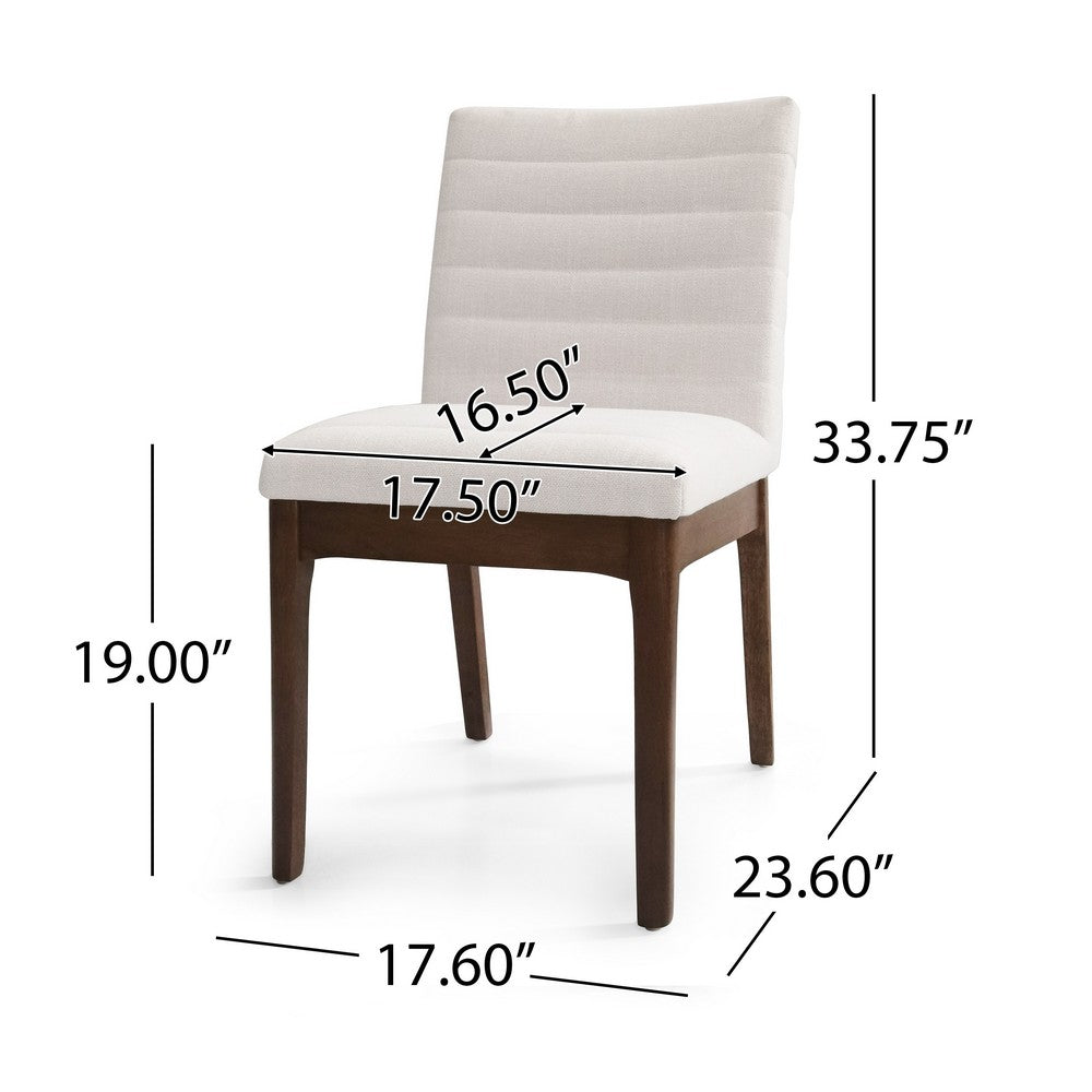 Dining Side Chair Set of 2 | | Channel Stitching | Light Beige Fabric