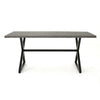 Outdoor Dining Table | 71" Gray Rectangular Top | Black Steel Legs