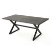 Outdoor Dining Table | 71" Gray Rectangular Top | Black Steel Legs
