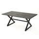 Outdoor Dining Table | 71" Gray Rectangular Top | Black Steel Legs