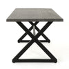 Outdoor Dining Table | 71" Gray Rectangular Top | Black Steel Legs