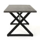 Outdoor Dining Table | 71" Gray Rectangular Top | Black Steel Legs