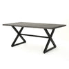 Outdoor Dining Table | 71" Gray Rectangular Top | Black Steel Legs