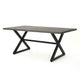 Outdoor Dining Table | 71" Gray Rectangular Top | Black Steel Legs