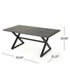 Outdoor Dining Table | 71" Gray Rectangular Top | Black Steel Legs