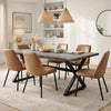 Outdoor Dining Table | 71" Gray Rectangular Top | Black Steel Legs