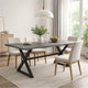 Outdoor Dining Table | 71" Gray Rectangular Top | Black Steel Legs