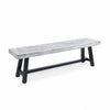 Outdoor Dining Bench | 63" Sandblasted Gray Slatted Seat | Black Legs