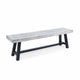 Outdoor Dining Bench | 63" Sandblasted Gray Slatted Seat | Black Legs