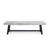 Outdoor Dining Bench | 63" Sandblasted Gray Slatted Seat | Black Legs